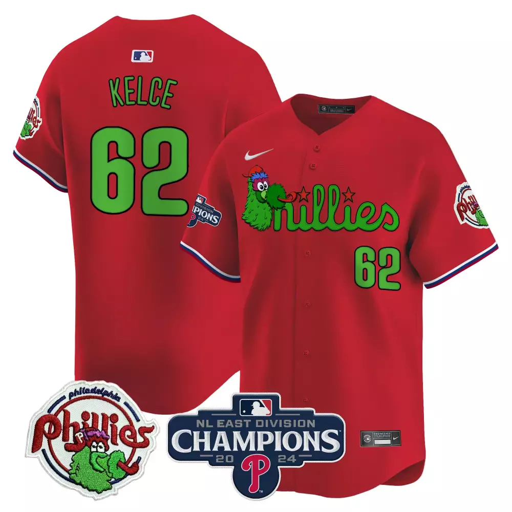 Jason Kelce 62 Phillies Jersey Red Men Green White Blue Vapor Premier Limited v2