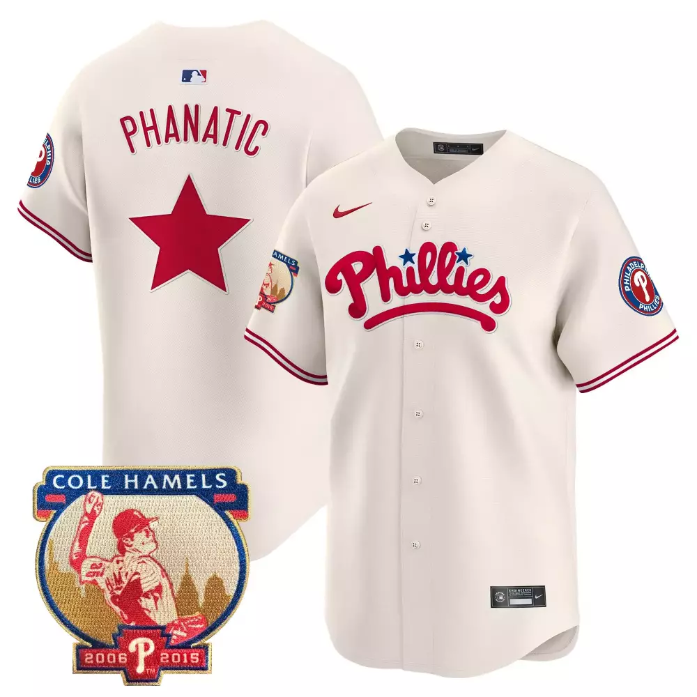 Phanatic Philadelphia Phillies Jersey White Cole Hamels 2006-2015 2006 Red Blue All