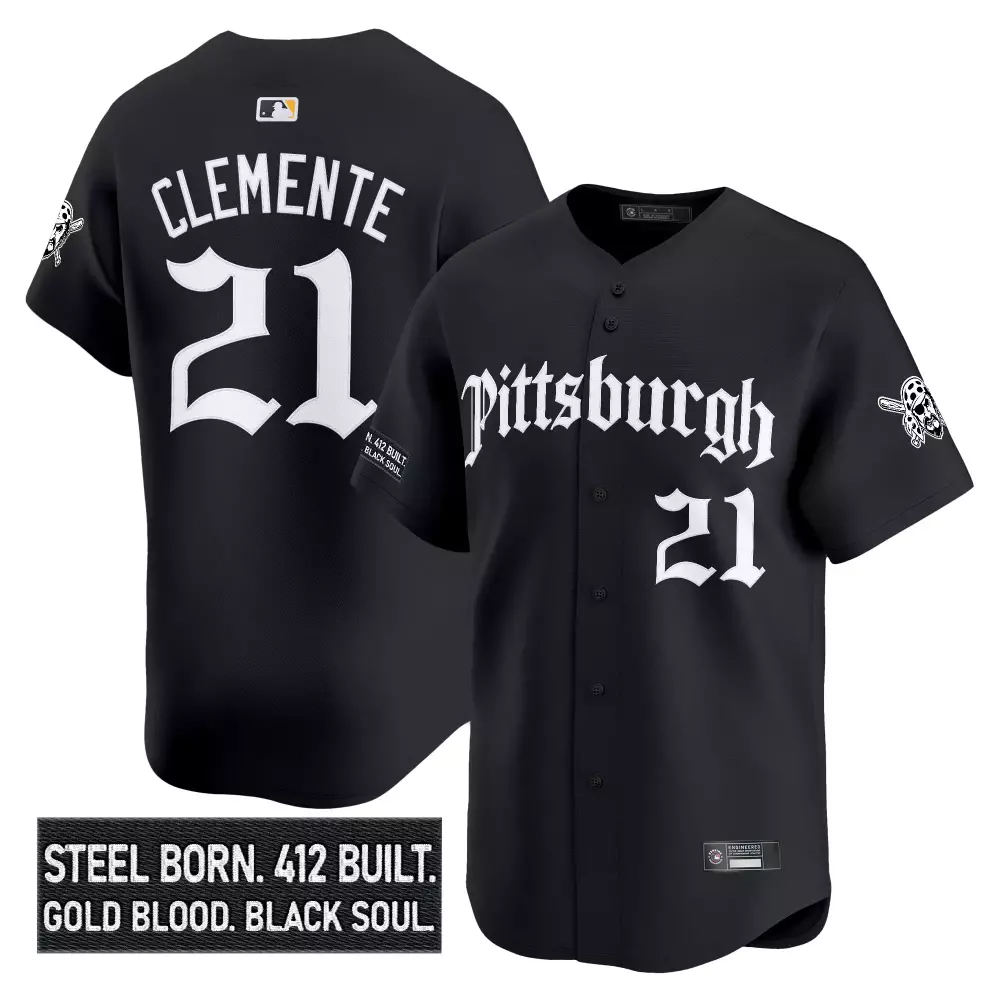 Roberto Clemente 21 Jersey Black Pittsburgh Pirates Men White Vapor Embroidered