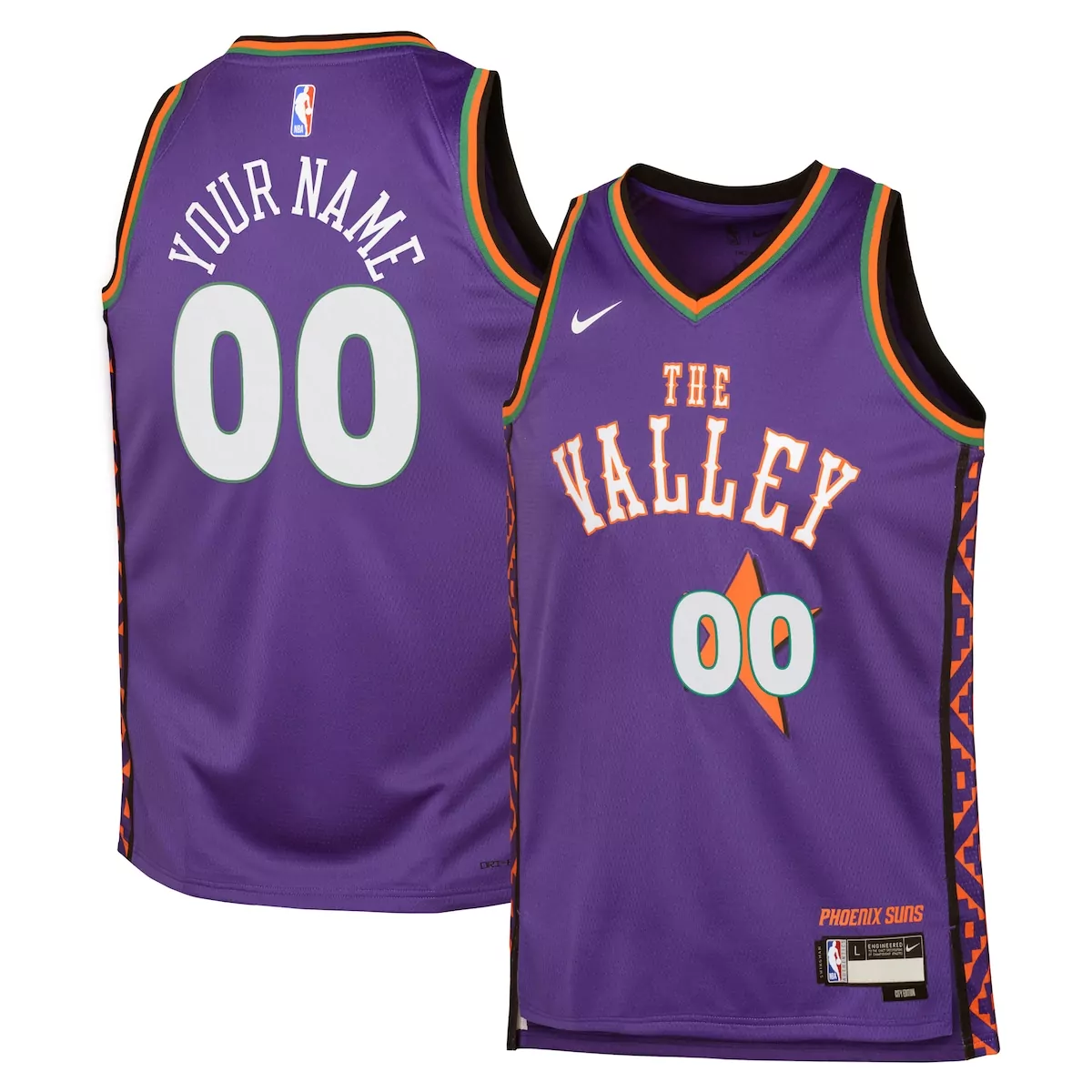 Custom Phoenix Suns Jersey Purple Men Split Design Orange Green White