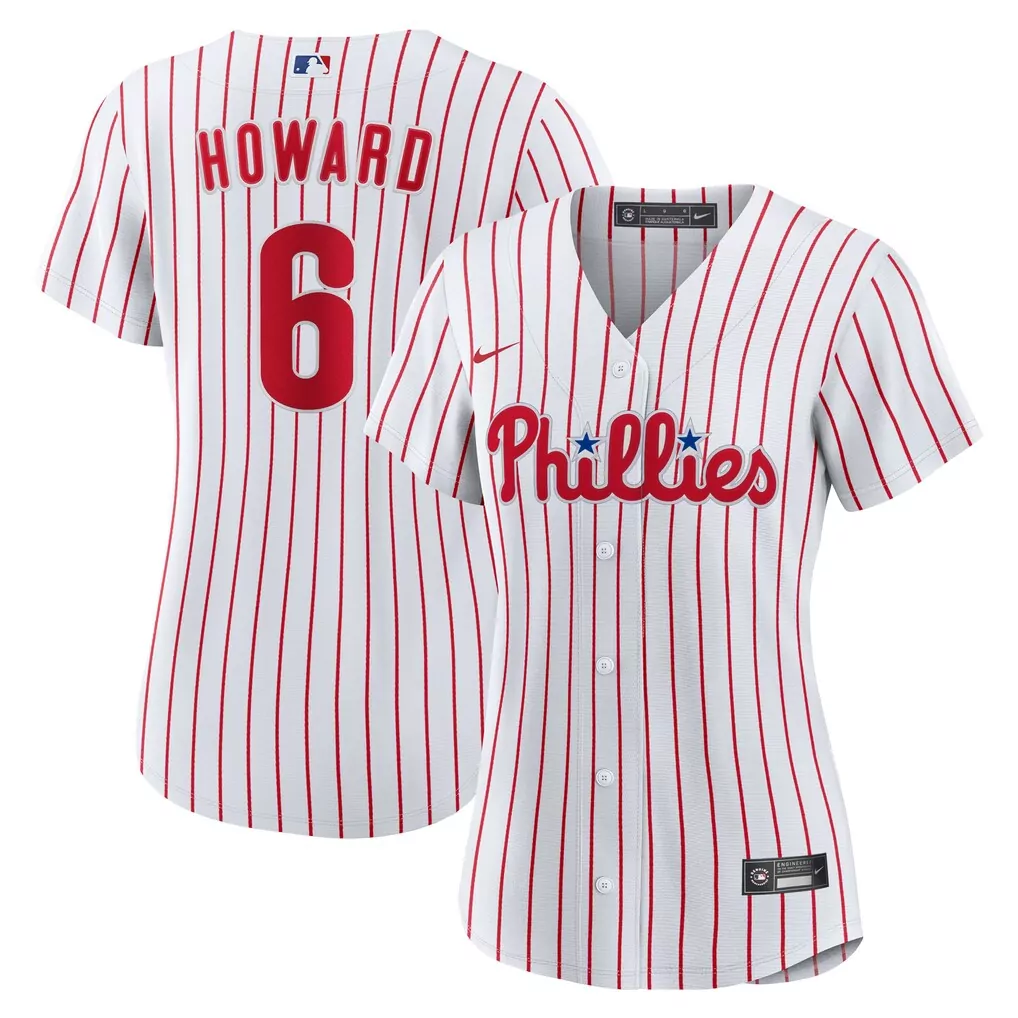 Ryan Howard 6 Jersey White Philadelphia Phillies Women Pinstripe Red Replica