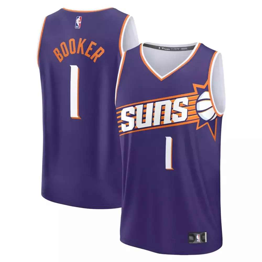 Devin Booker 1 Suns Jersey Purple Men Orange White Replica Icon