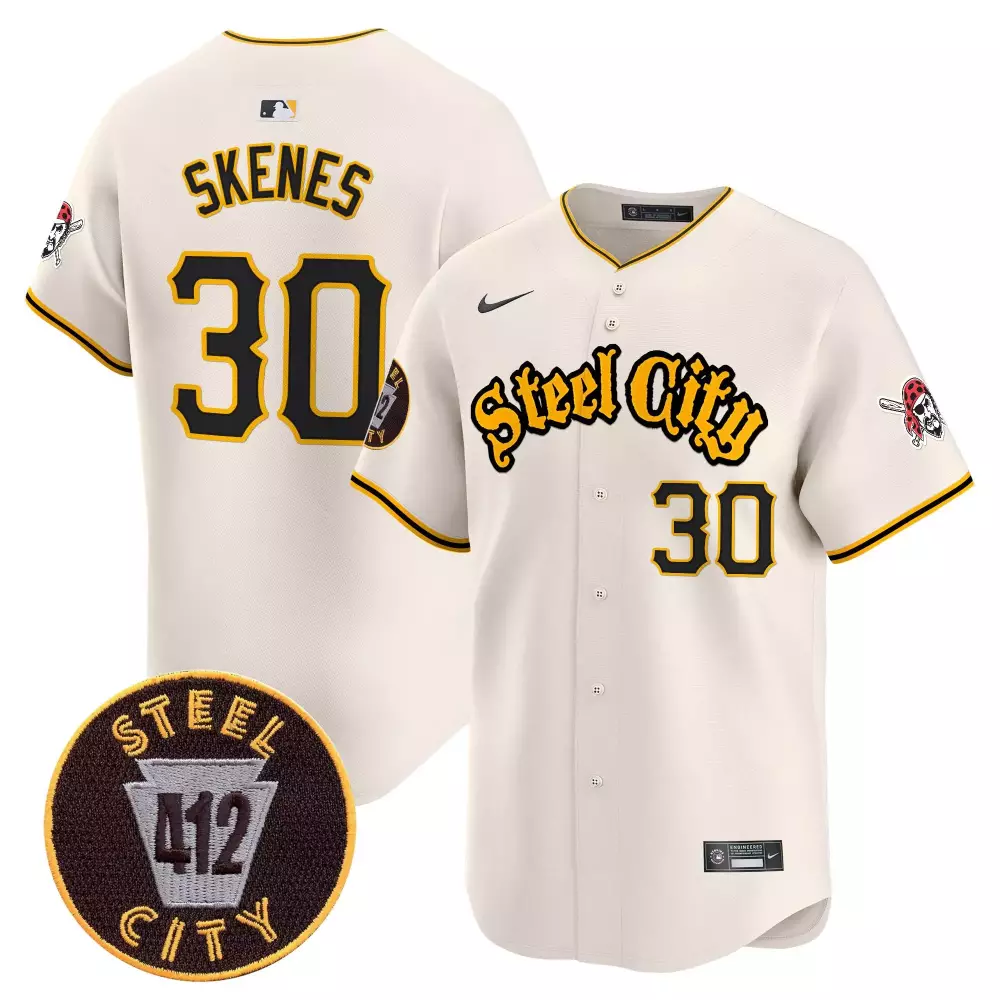 Paul Skenes 30 Pittsburgh Pirates Jersey Cream Steel 412 City Men Black Gold Vapor