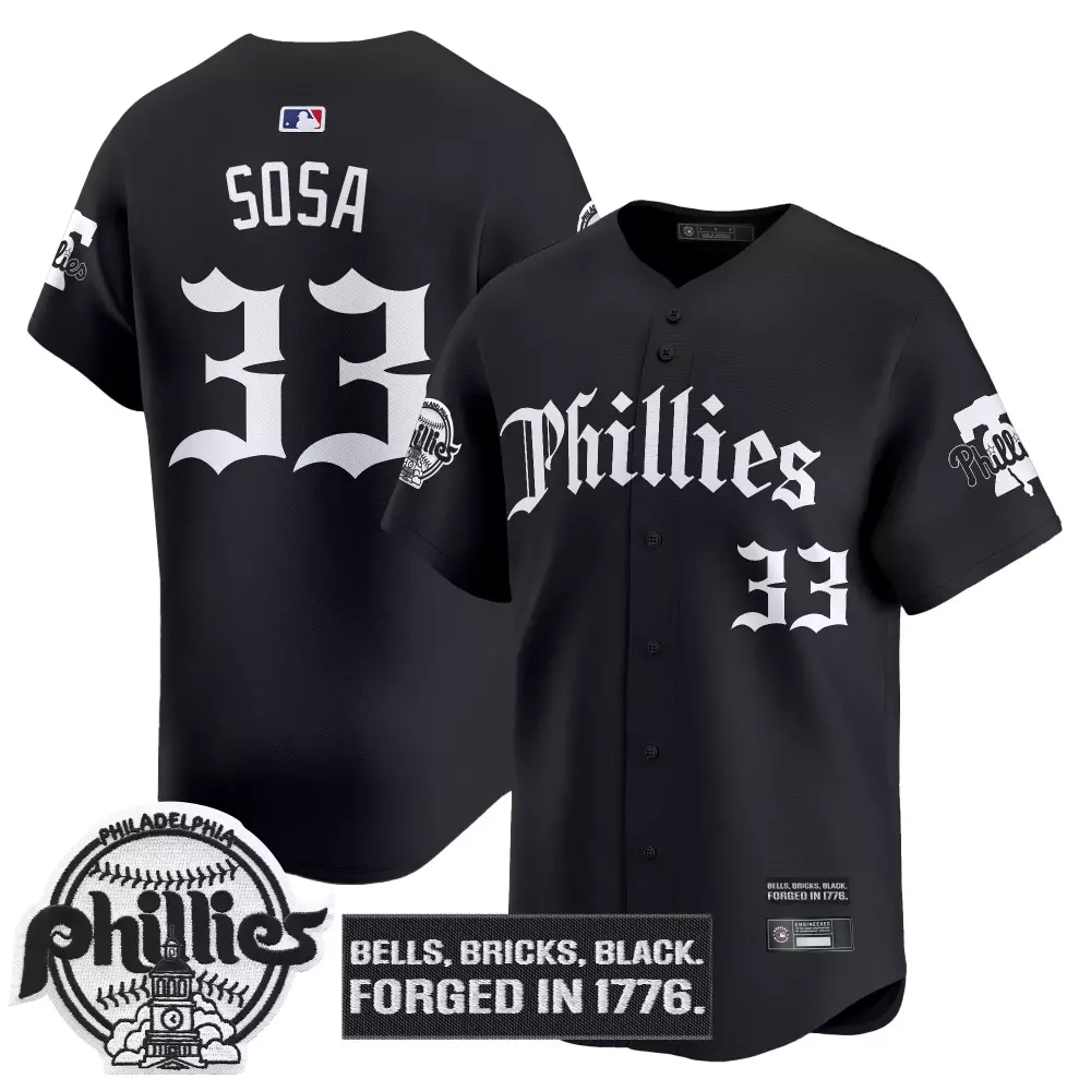 Edmundo Sosa 33 Phillies Jersey Black Bells, Bricks, Forged In 1776. Men White Stitched