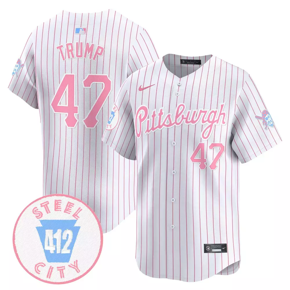 Donald Trump 47 Jersey White Pittsburgh Pirates Steel City 412 Men Pink Unisex Vapor