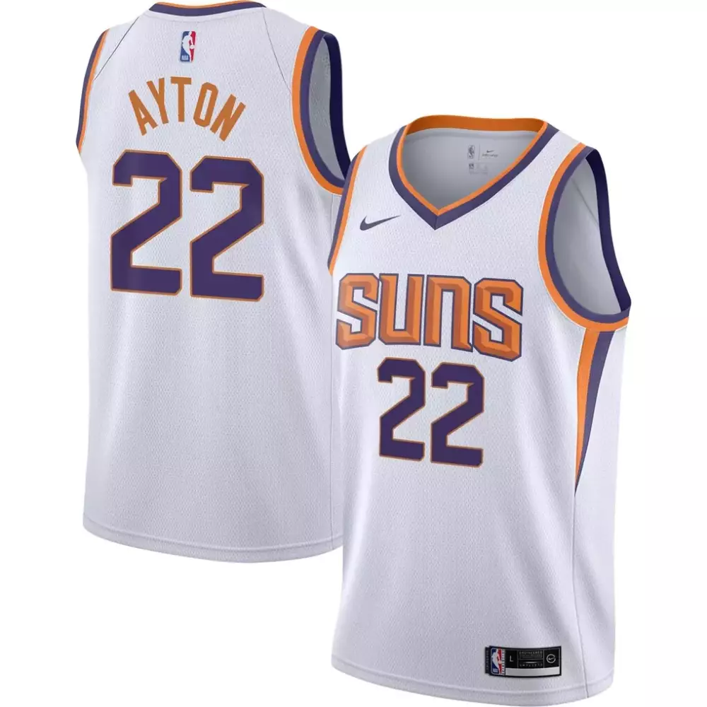 Deandre Ayton 22 Suns Jersey White Men Purple Orange Swingman