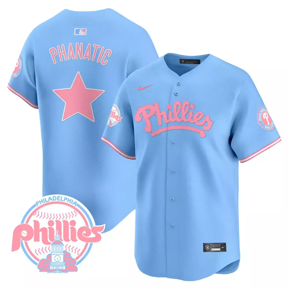 Phanatic Philadelphia Phillies Jersey Light Blue Pride Night Men Alternate Pink White