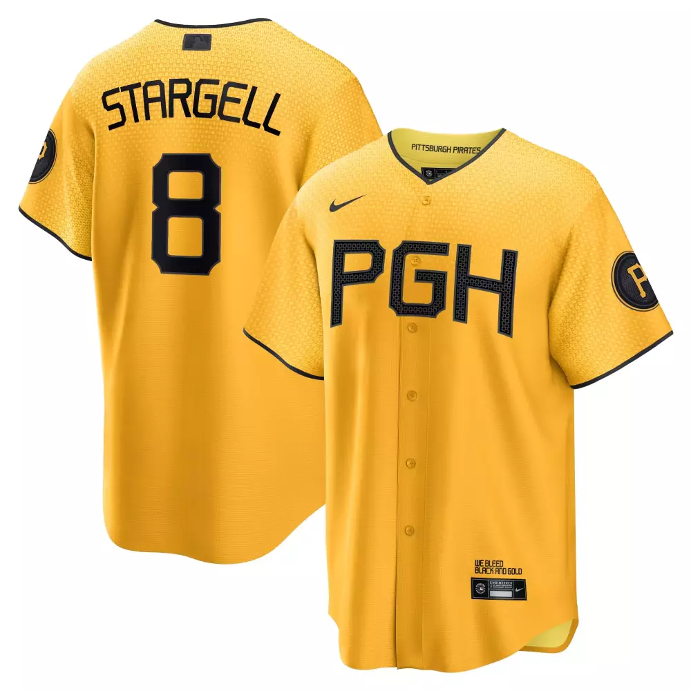 Willie Stargell 8 Jersey Yellow Black And Gold Pittsburgh Pirates Men Stitched