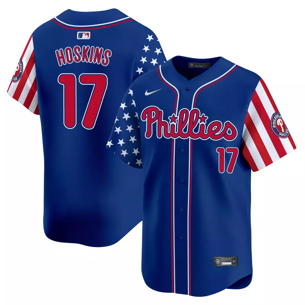 Rhys Hoskins 17 Phillies Jersey Blue Men Alternate Custom Design Red White Vapor