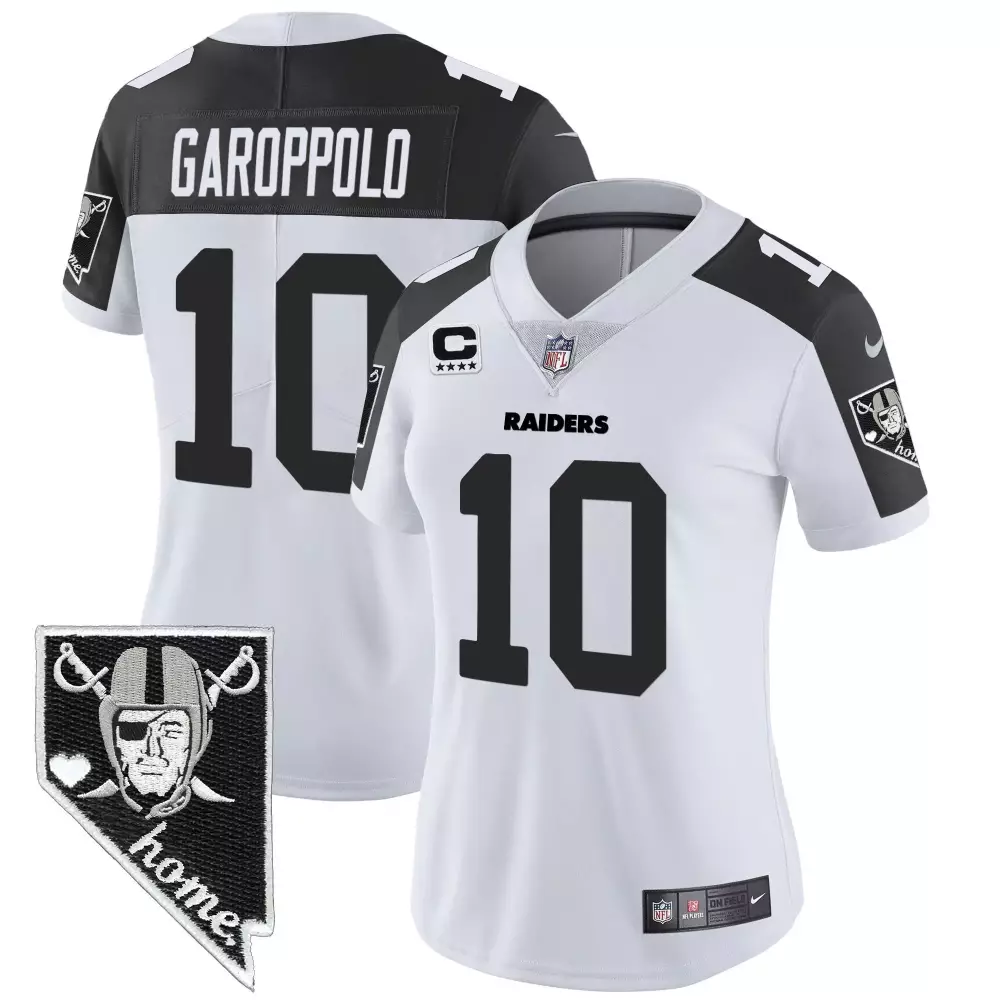 Jimmy Garoppolo 10 Raiders Jersey White Nevada Home Women Replica Black Vapor All
