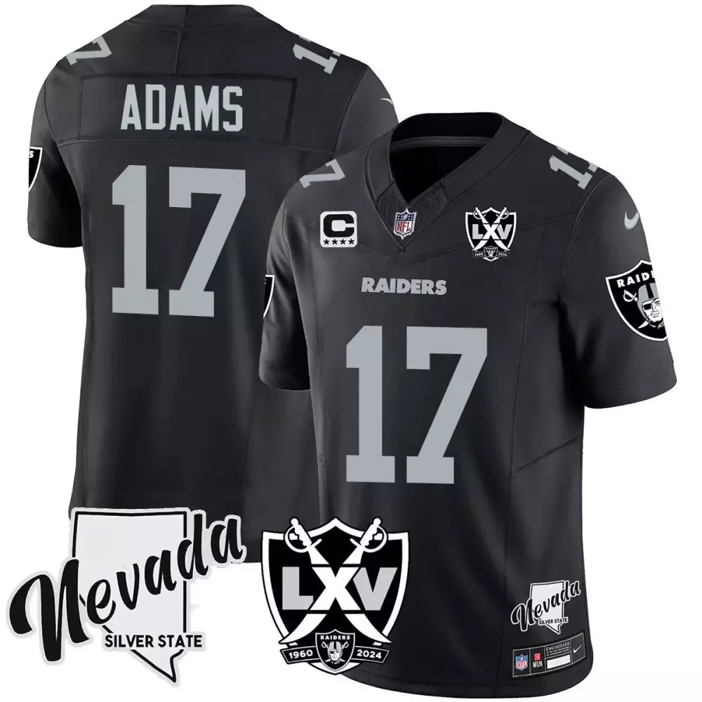 Davante Adams 17 Raiders Jersey Black Lxv Anniversary Nevada Silver State 2024 Men