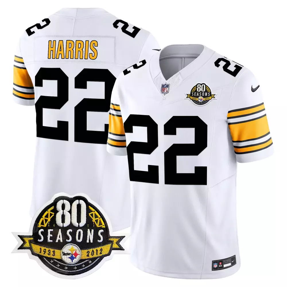 Najee Harris 22 Jersey White Pittsburgh Steelers 80 Seasons 1933-2012 Men Alternate