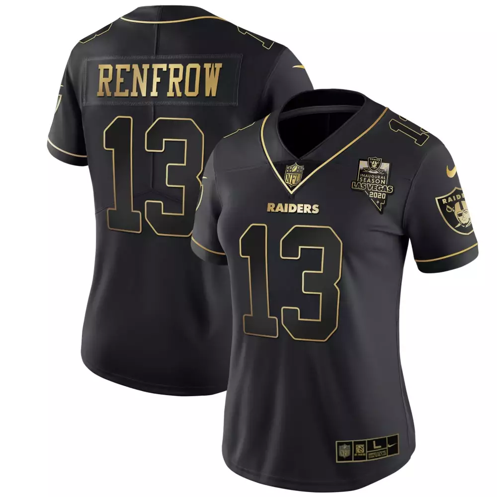 Hunter Renfrow 13 Raiders Jersey Black Inaugural Season Las Vegas 2020 Women Player