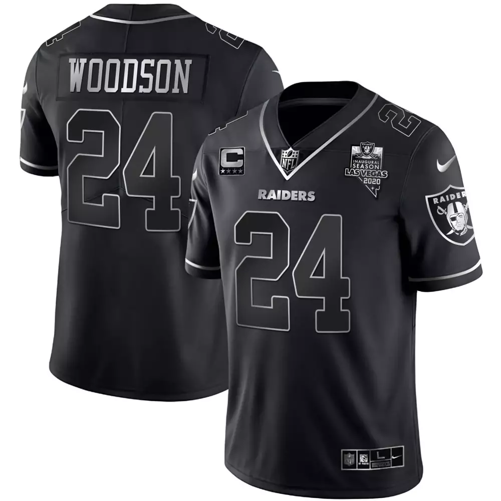 Charles Woodson 24 Raiders Jersey Black Men Player Silver Vapor All Stitched