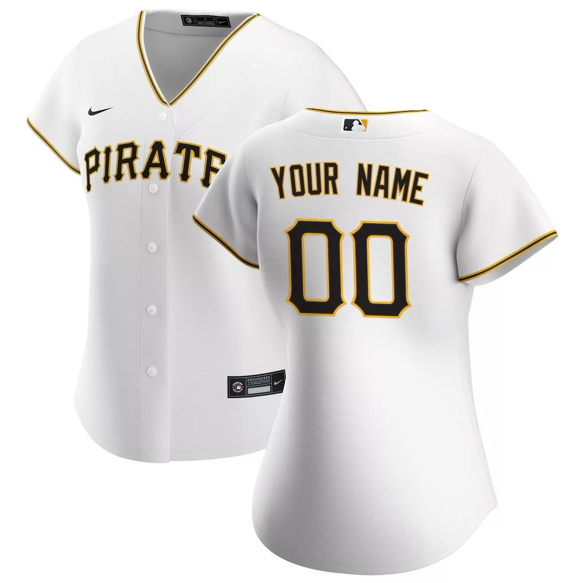 Custom Pittsburgh Pirates Jersey White Women Replica Black Gold Home