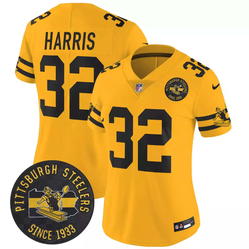 Franco Harris 32 Jersey Yellow Pittsburgh Steelers Since 1933 Men Replica Throwback Design
