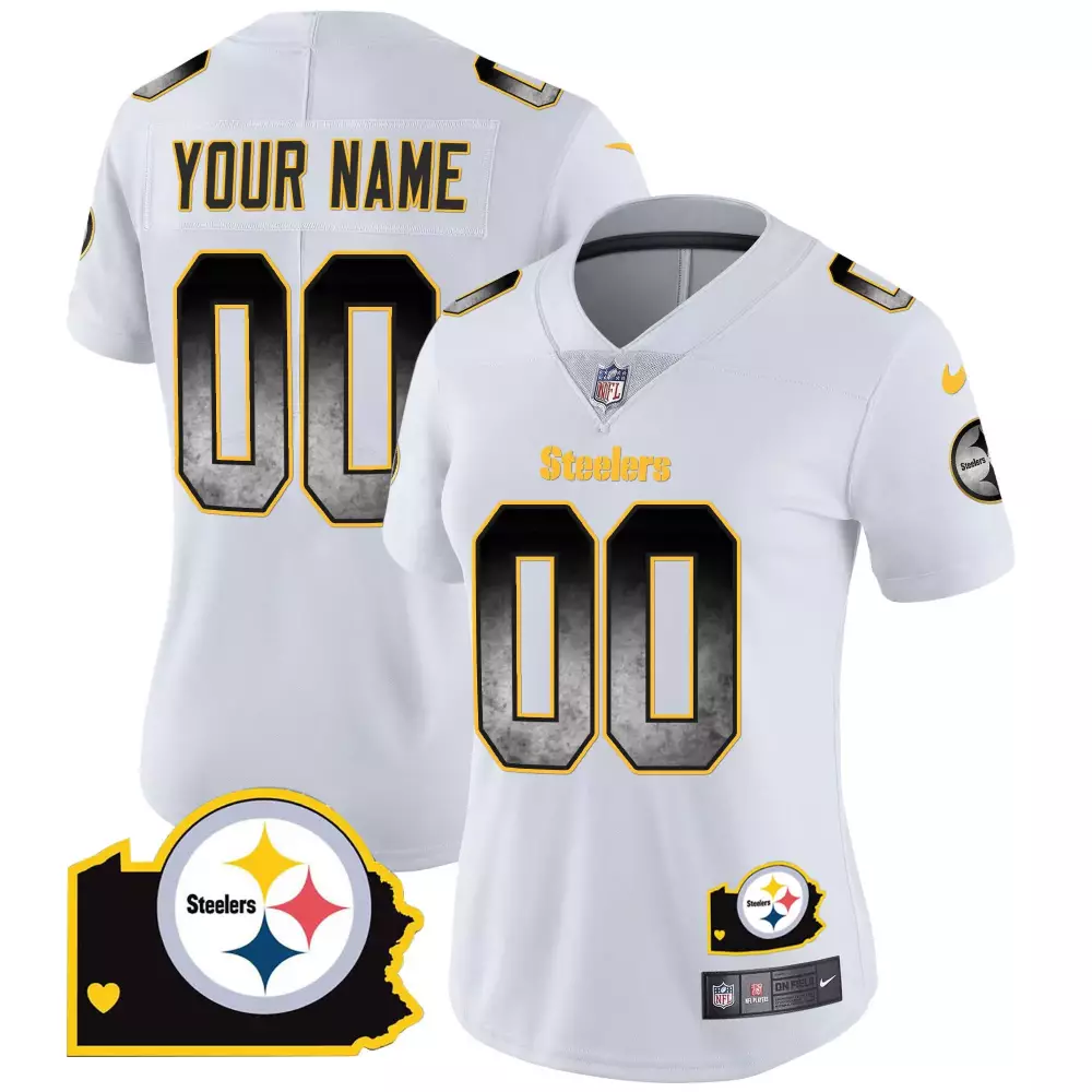 Custom Steelers Jersey White Hip Women Replica Alternate Black Gold Home Vapor All