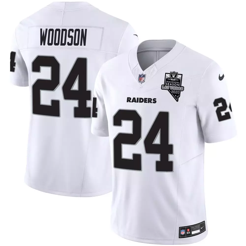 Charles Woodson 24 Raiders Jersey White Men Replica Black Vapor Limited All Stitched