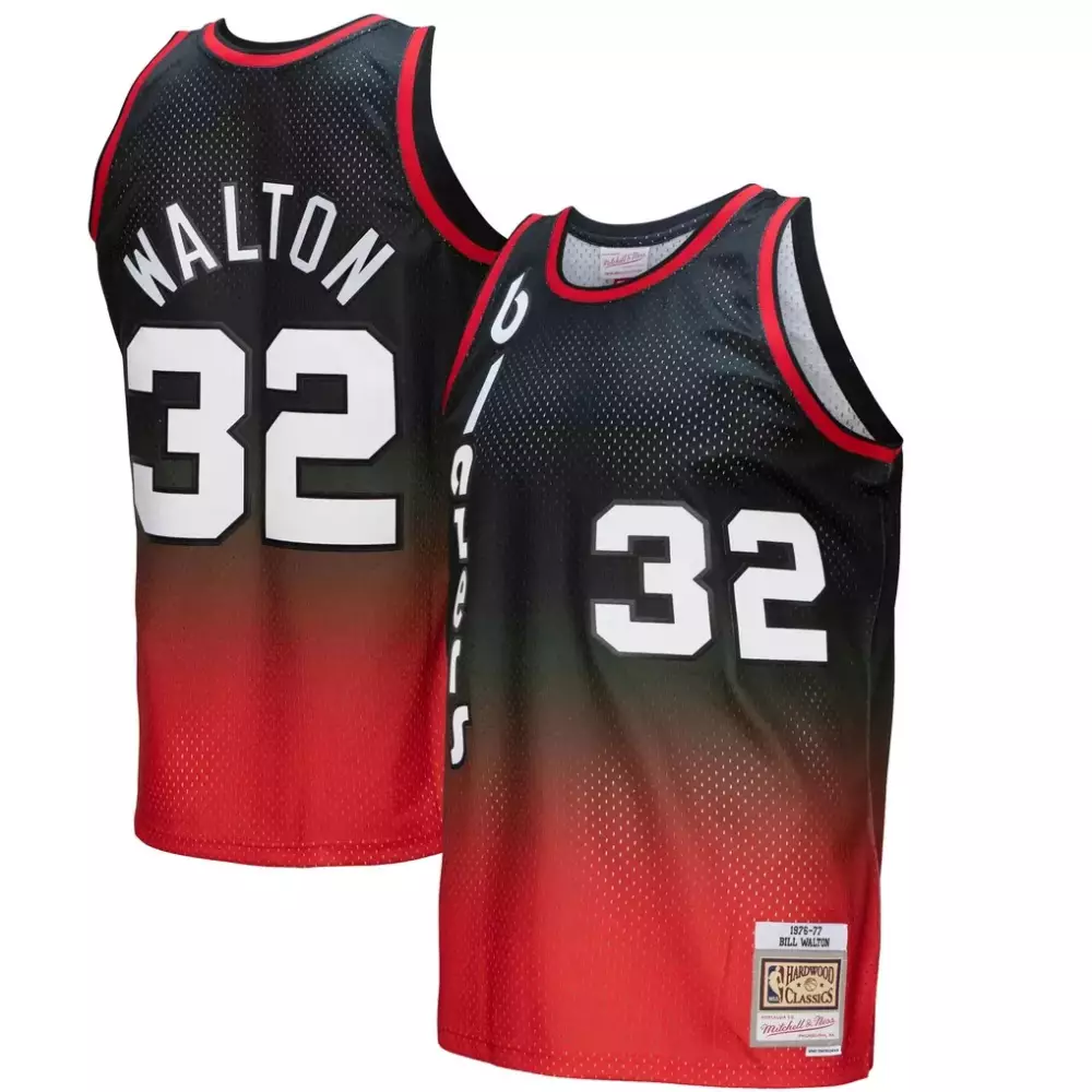 Bill Walton 32 Jersey Black 1976-77 Portland Trail Blazers Mitchell Ness Hardwood Classics