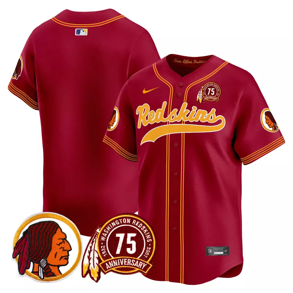 Washington Redskins Jersey Maroon 75th Anniversary Native American Profile 2007 Gold