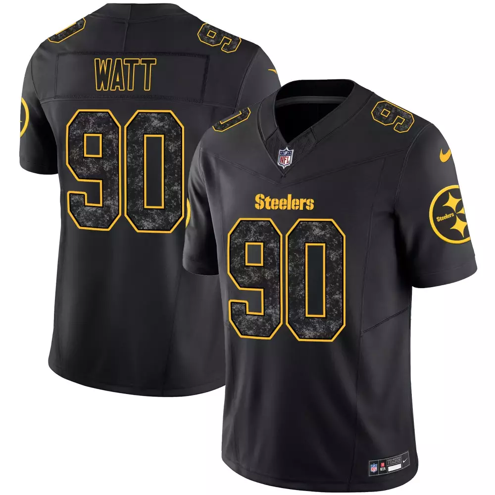 T.j. Watt 90 Steelers Jersey Black Men Gold Vapor Limited All Stitched