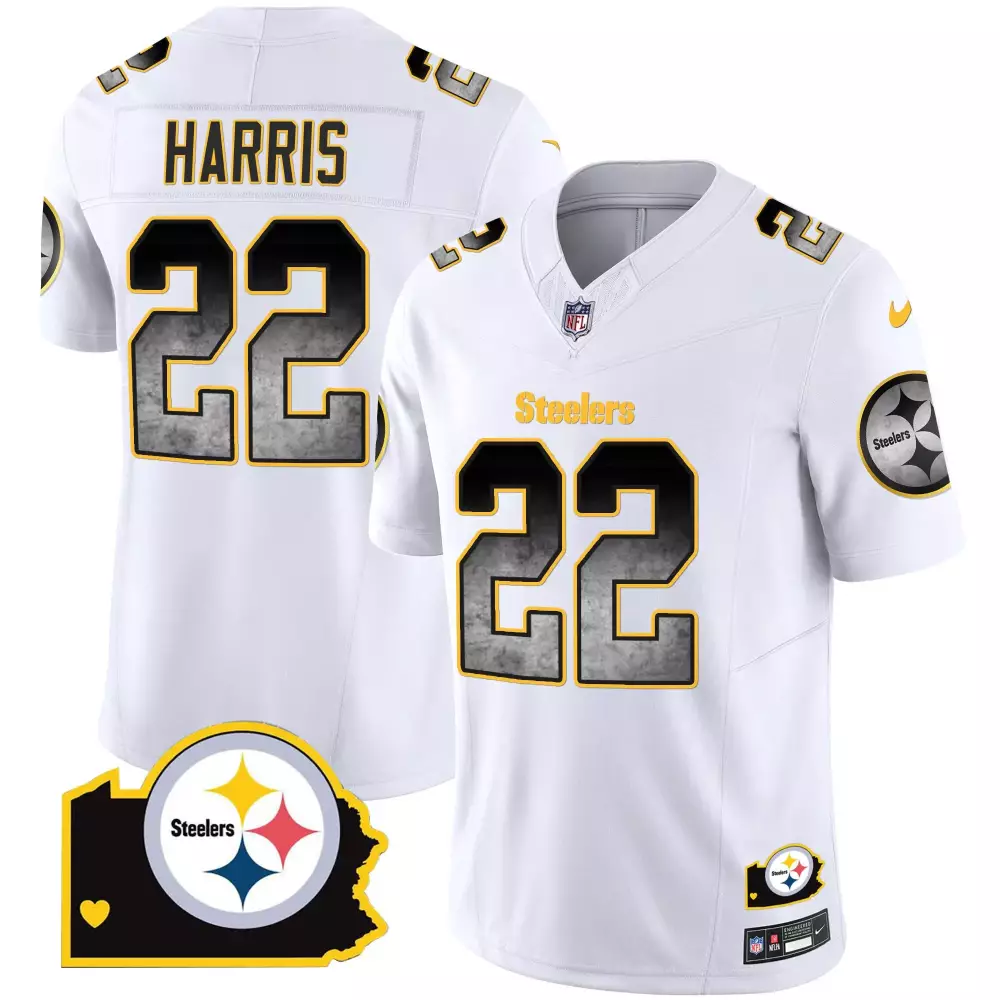 Najee Harris 22 Steelers Jersey White Men Player Alternate Black Gold Home Vapor