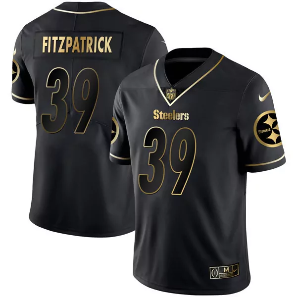 Minkah Fitzpatrick 39 Steelers Jersey Black Men Player Gold All Stitched