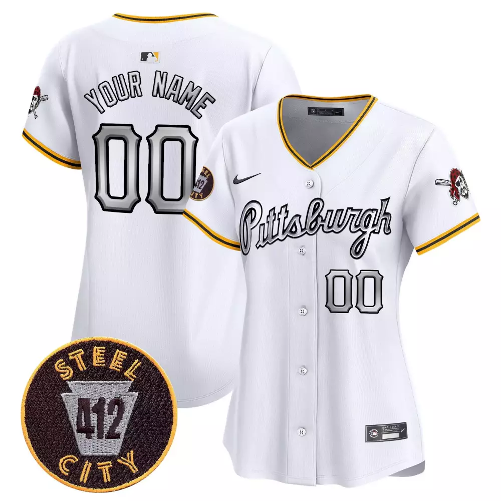 Custom Pittsburgh Pirates Jersey White City Connect Steel 412 Men Black Gold Vapor
