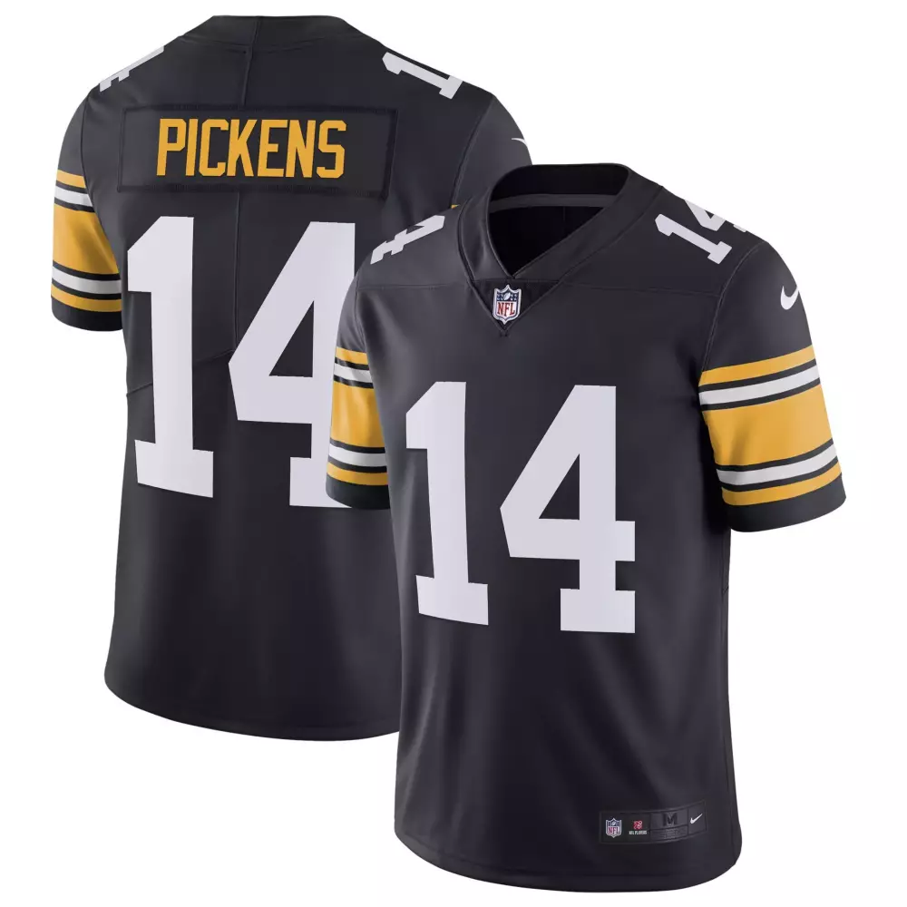 George Pickens 14 Jersey Black Pittsburgh Steelers Men NFL Yellow White Alternate