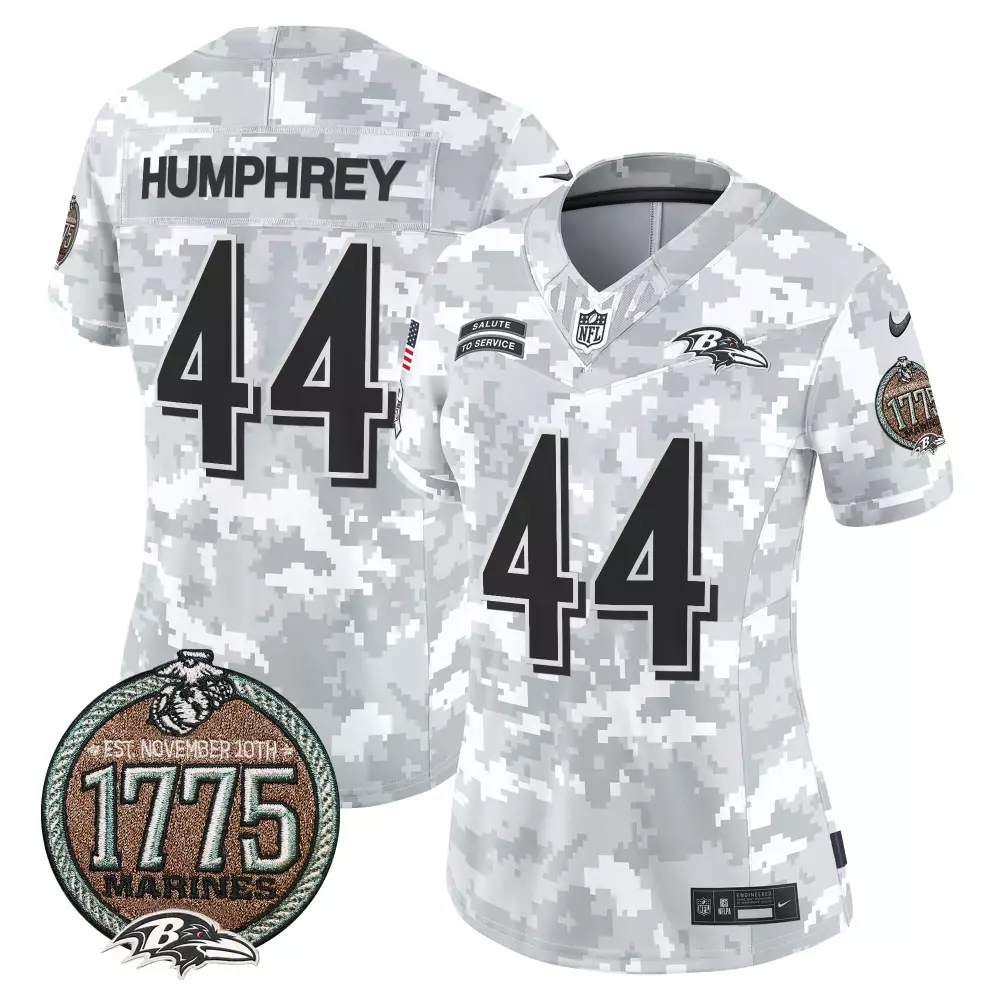 Marlon Humphrey 44 Ravens Jersey White Salute To Service 1775 Marines Men American