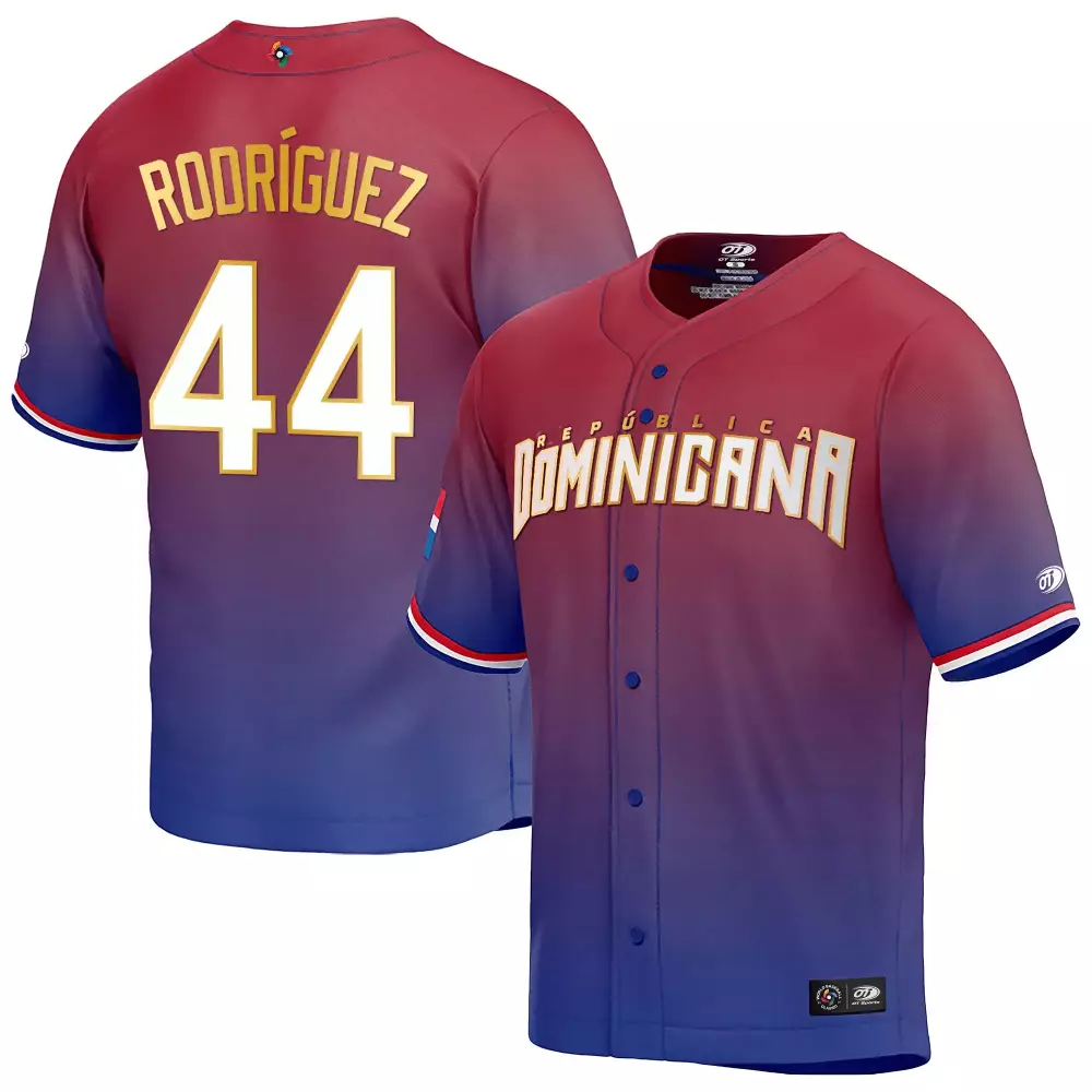 Rodrguez Repblica 44 Dominicana Jersey Red Men Split Design Blue White All Stitched