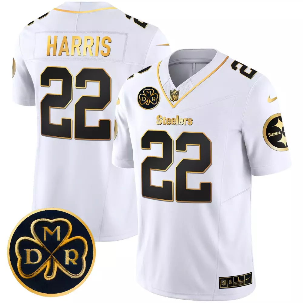 Najee Harris 22 Steelers Jersey White St. Patrick's Day Mdr Clover Men Alternate