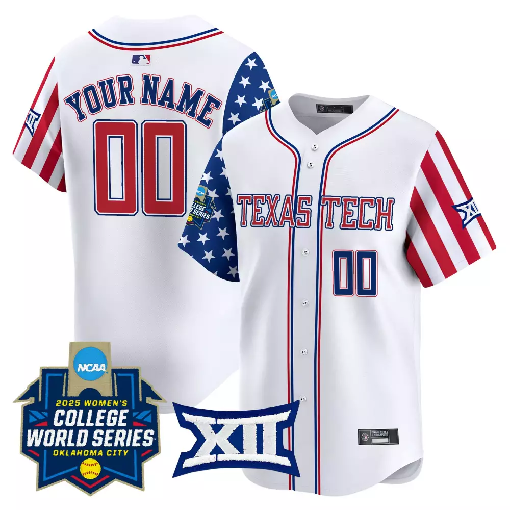 Custom Texas Tech Jersey White Big Women Split Design Red Blue Vapor Stitched Embroidered