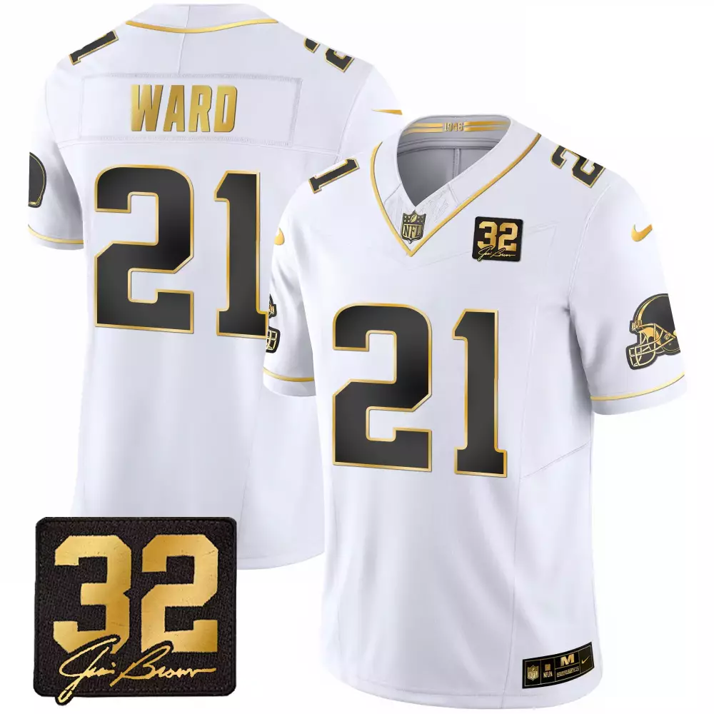 Hines Ward 21 Jersey White NFL 100 32 Jari Brown Signature Helmet Men Black Gold
