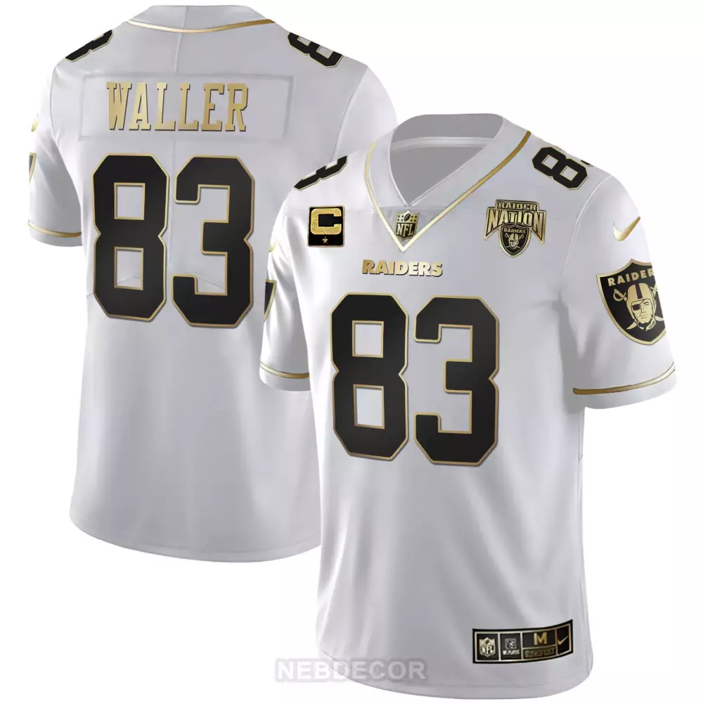 Darren Waller 83 Raiders Jersey White Raider Nation Men Alternate Black Gold All