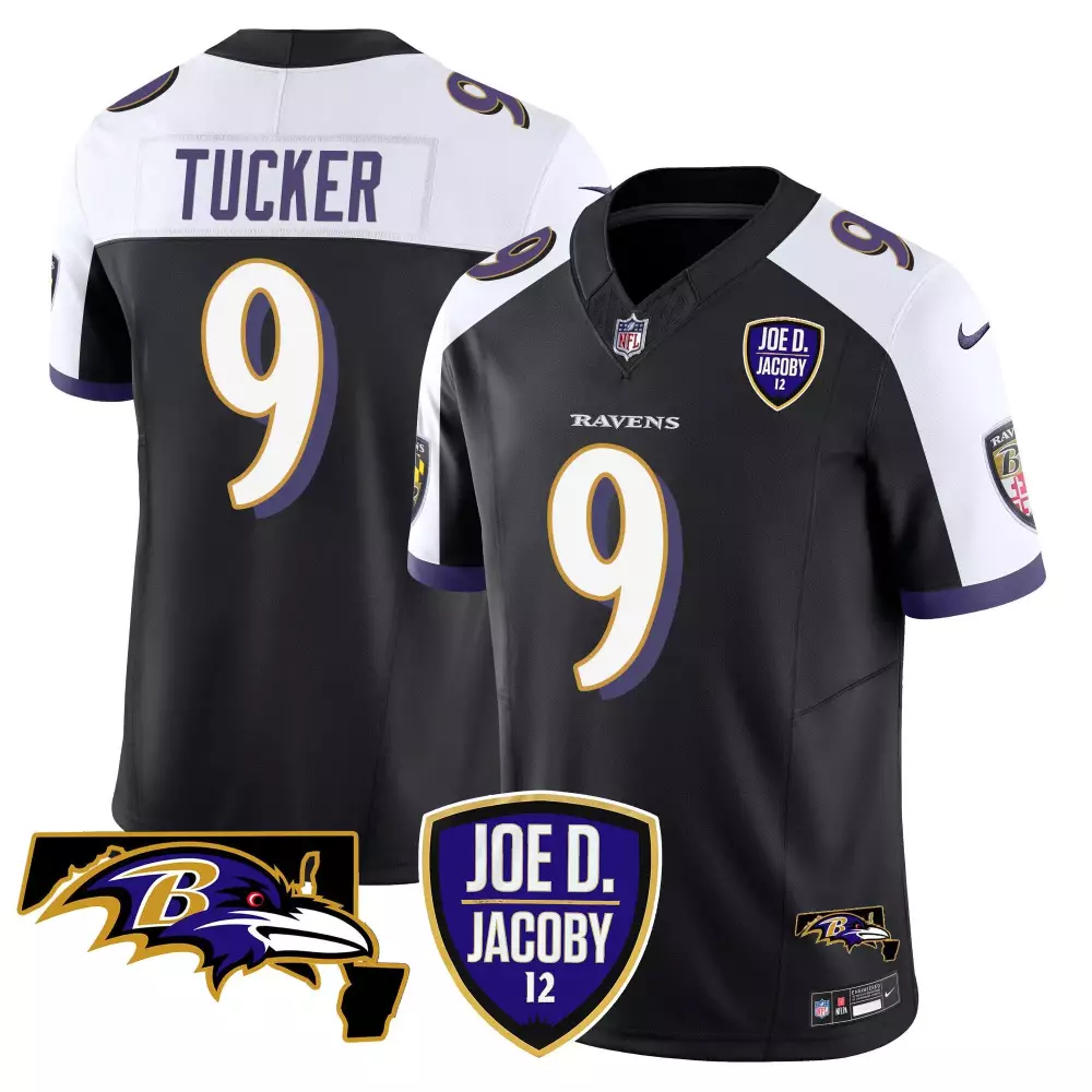 Justin Tucker 9 Ravens Jersey Black Men Player White Purple Alternate Vapor Limited
