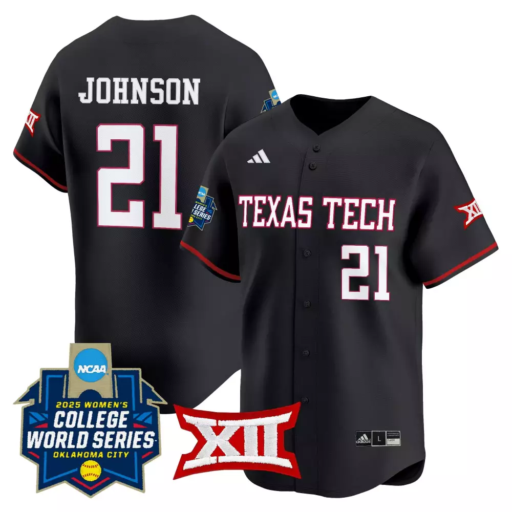 Johnson College 21 Texas Tech Jersey Black 2025 Women's World Series Big Women White