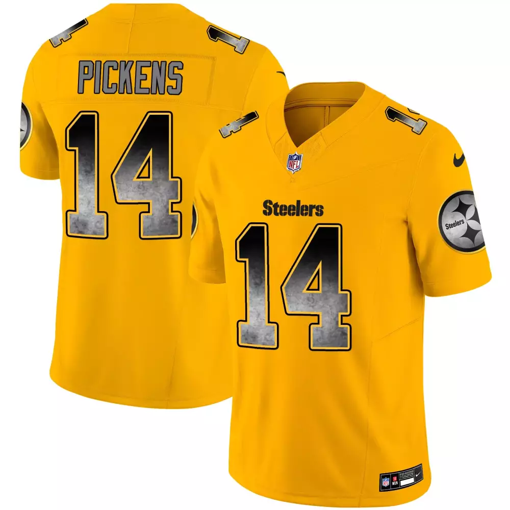 George Pickens 14 Steelers Jersey Yellow Men Standard Black Grey Vapor All Stitched