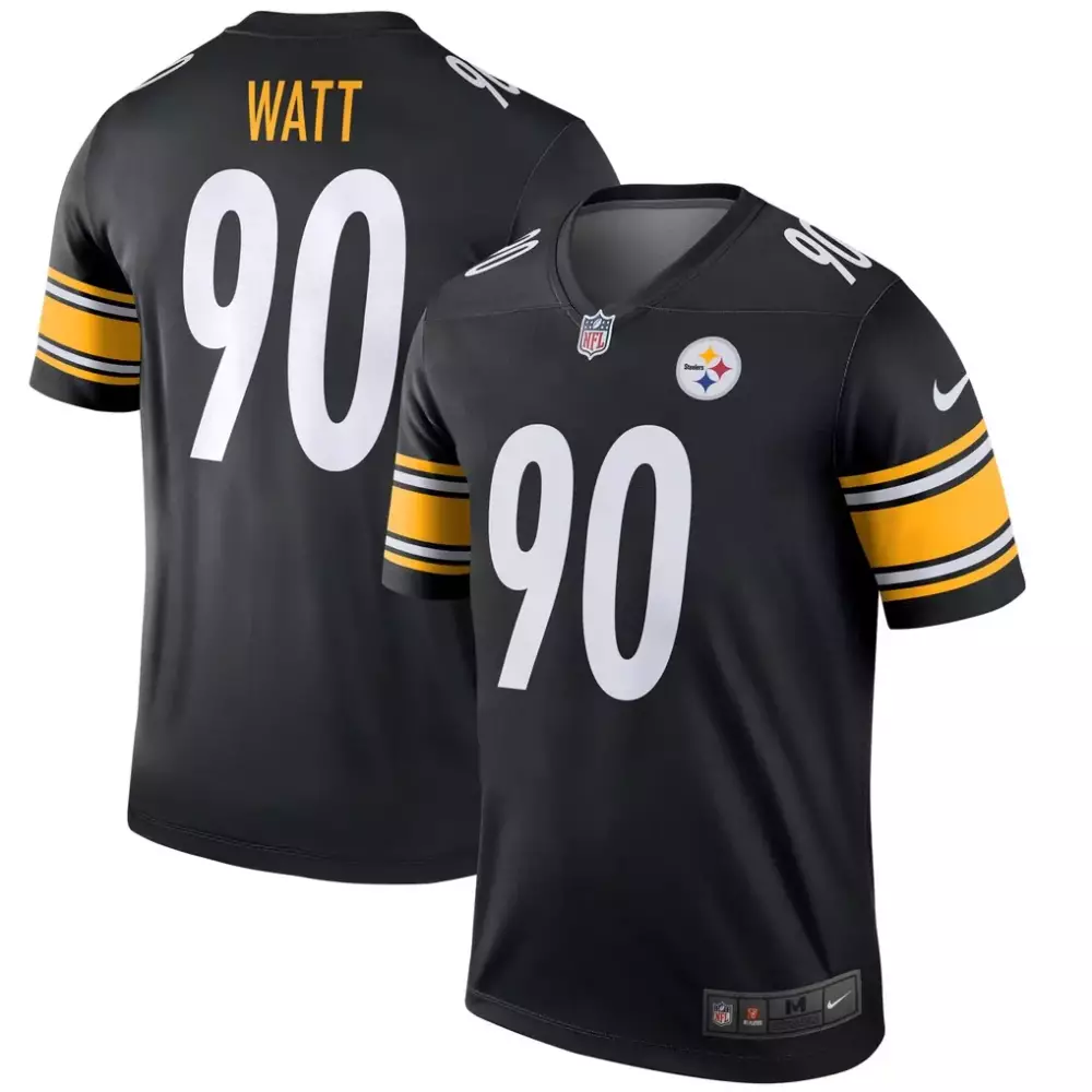 T.j. Watt 90 Steelers Jersey Black Men Yellow White