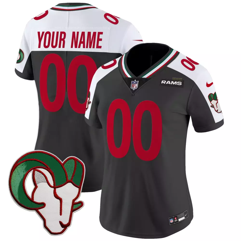 Custom Rams Jersey Black Men Red White Green Alternate Vapor Limited All Stitched