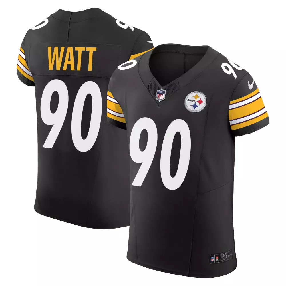 T.j. Watt 90 Steelers Jersey Black Men Replica Yellow White Vapor Elite All Stitched