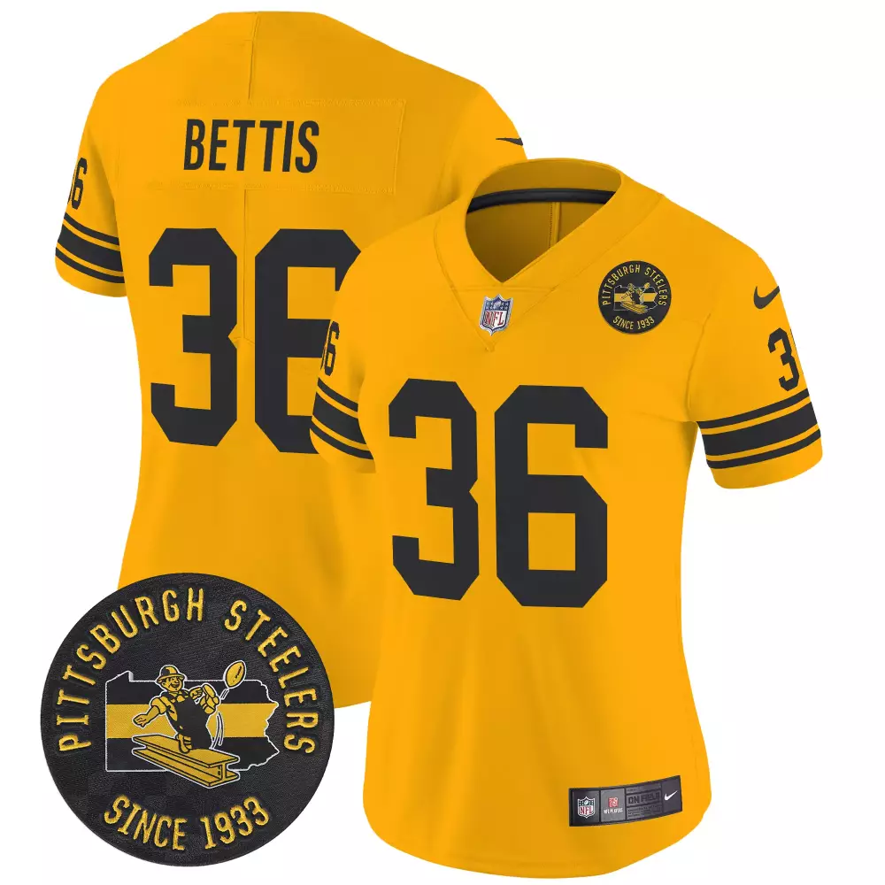 Jerome Bettis 36 Jersey Yellow Pittsburgh Steelers Since 1933 Men Black Throwback