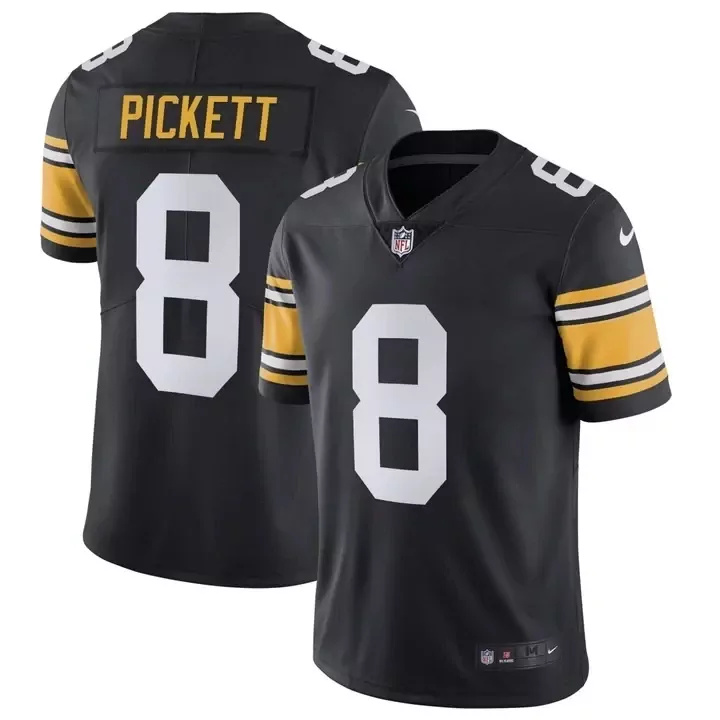Kenny Pickett 8 Steelers Jersey Black Men Player Yellow White Rush All Stitched