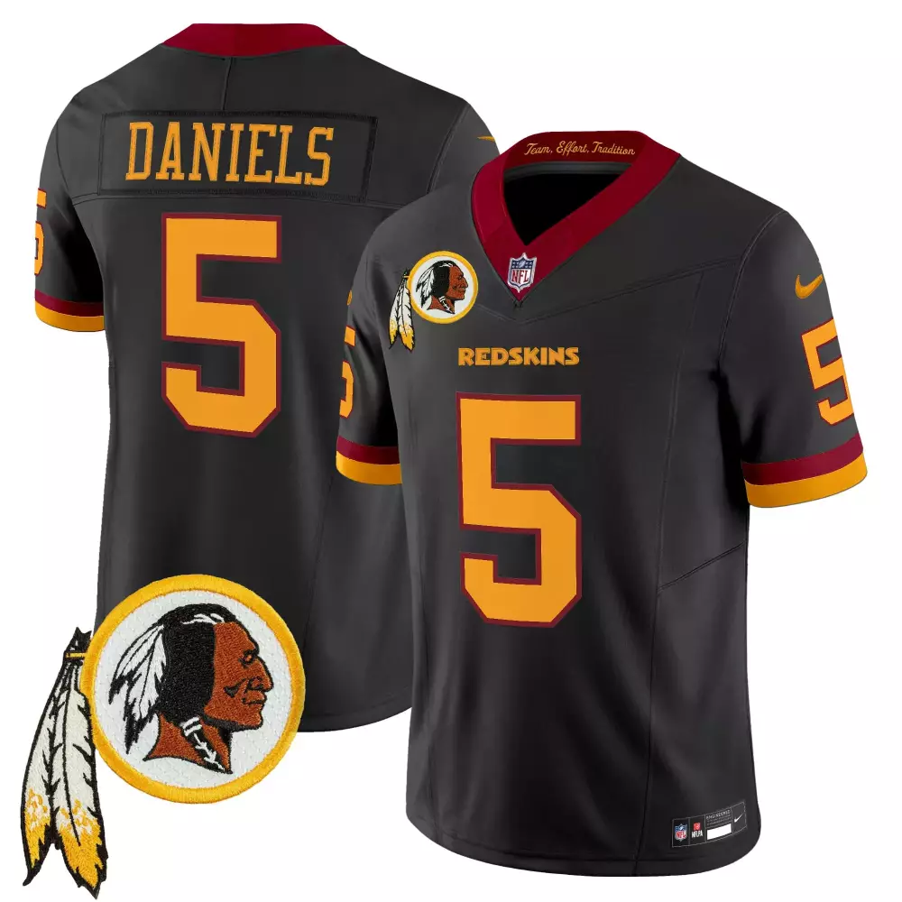 Daniels Redskins 5 Jersey Black Washington Feathers Men Maroon Gold Vapor Stitched