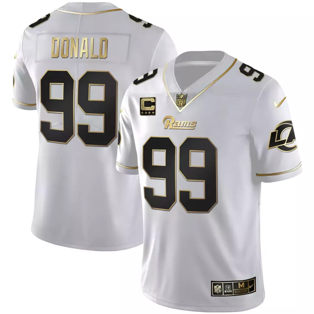 Aaron Donald 99 Rams Jersey White Men Alternate Gold Black All Stitched