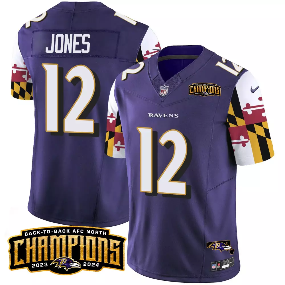 Jacoby Jones 12 Ravens Jersey Purple Back-to-back AFC North Champions Men Player