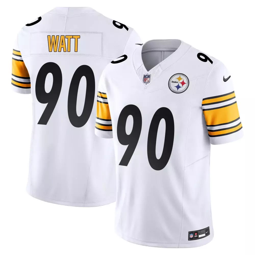 T.j. Watt 90 Pittsburgh Steelers Jersey White Men Alternate Black Yellow Vapor Limited