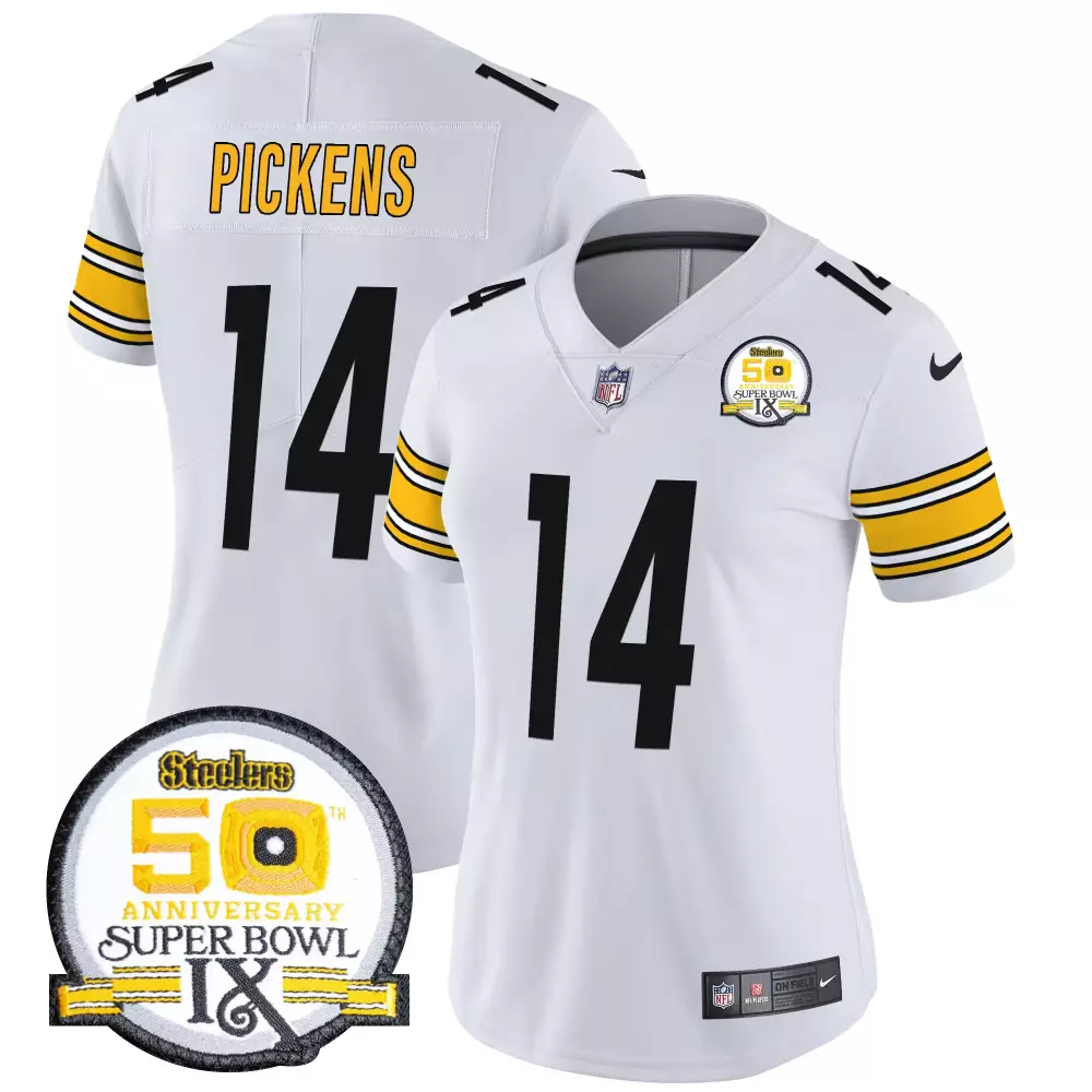 George Pickens 14 Steelers Jersey White Super Bowl 50th Anniversary Men Replica Alternate
