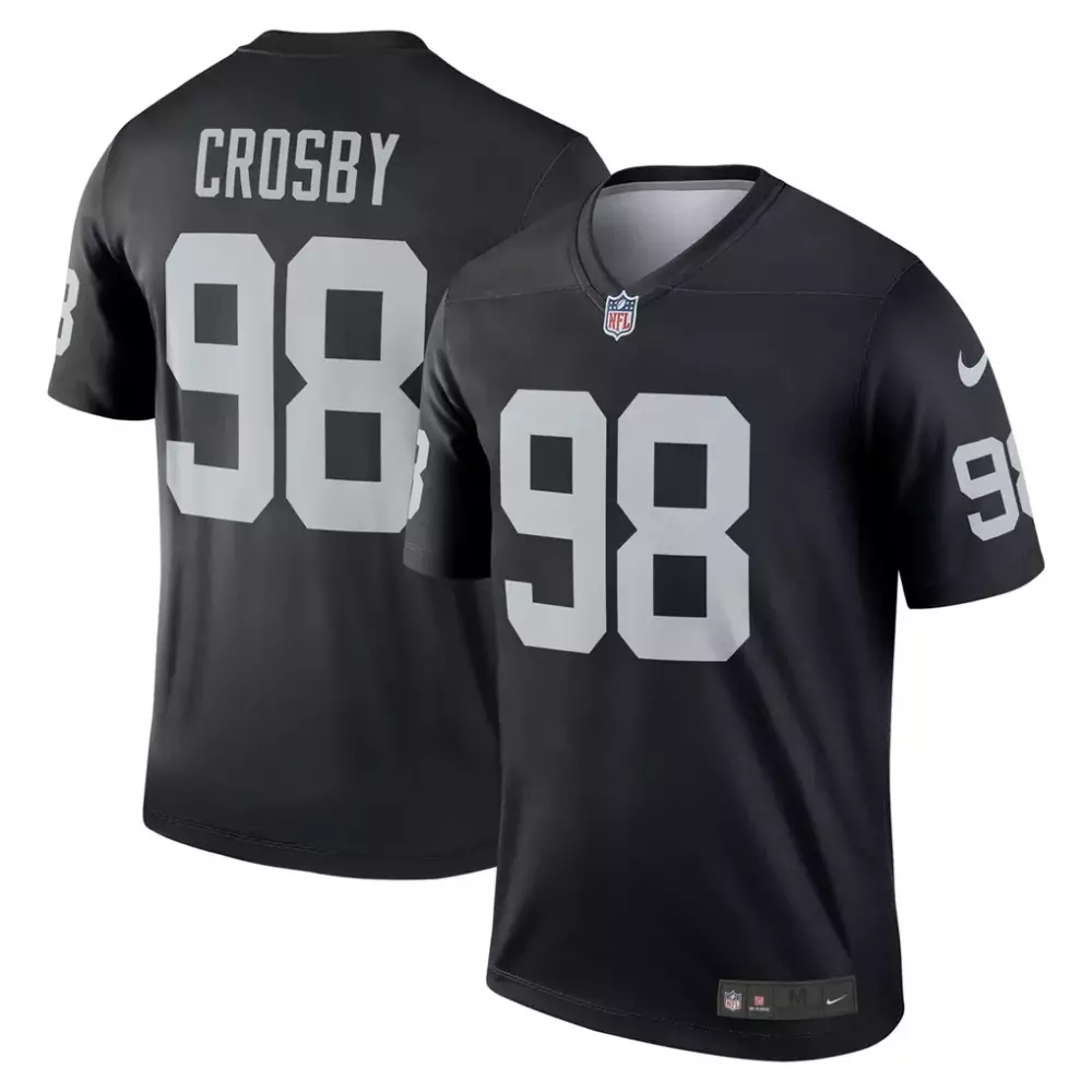 Maxx Crosby 98 Raiders Jersey Black Men Player Silver