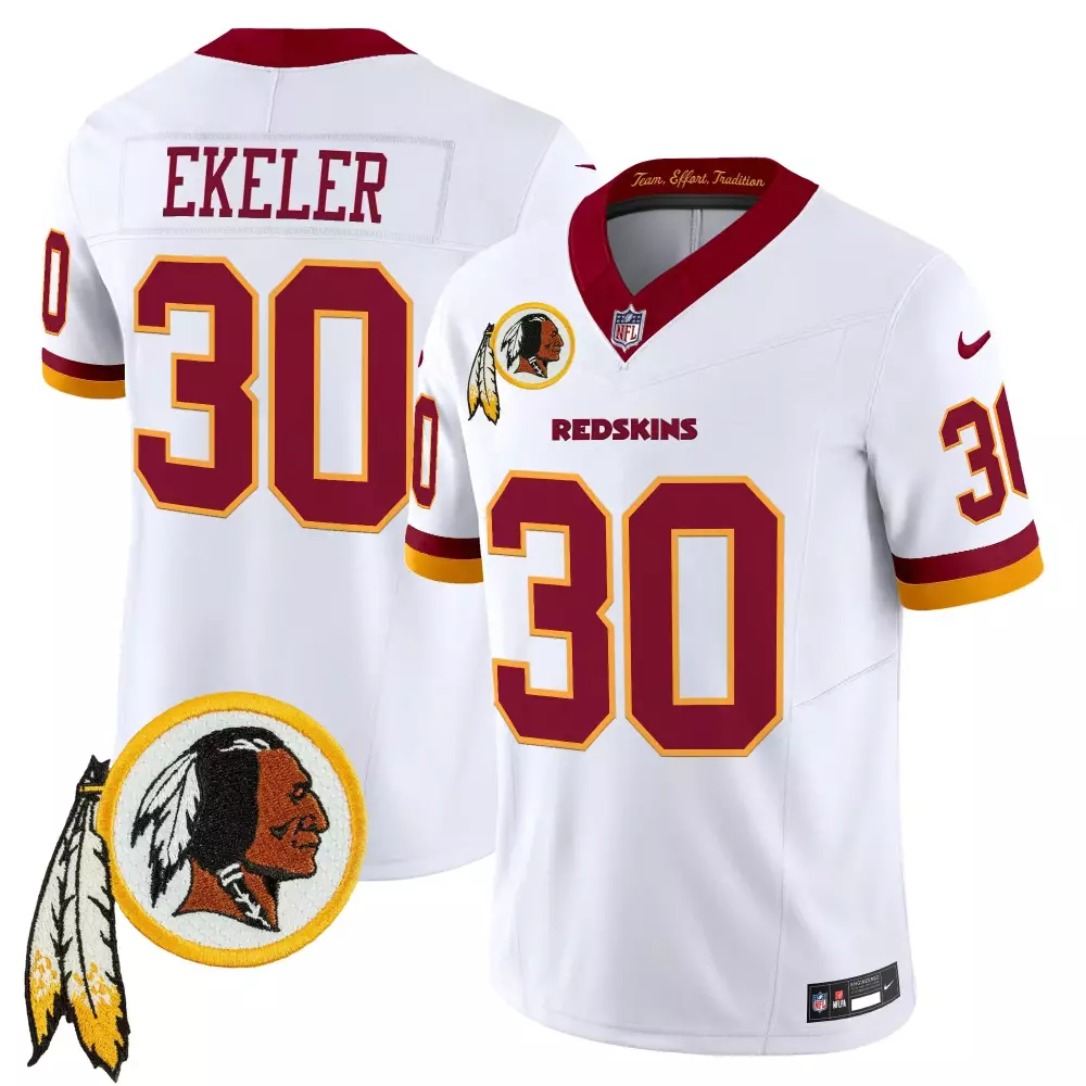 Ekeler Redskins 30 Jersey White Washington Feathers Men Maroon Gold Vapor Limited